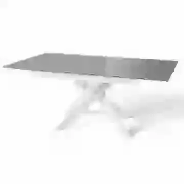 Light Grey Marble Effect Ceramic/Glass Extending Table & Chair set 160cm 